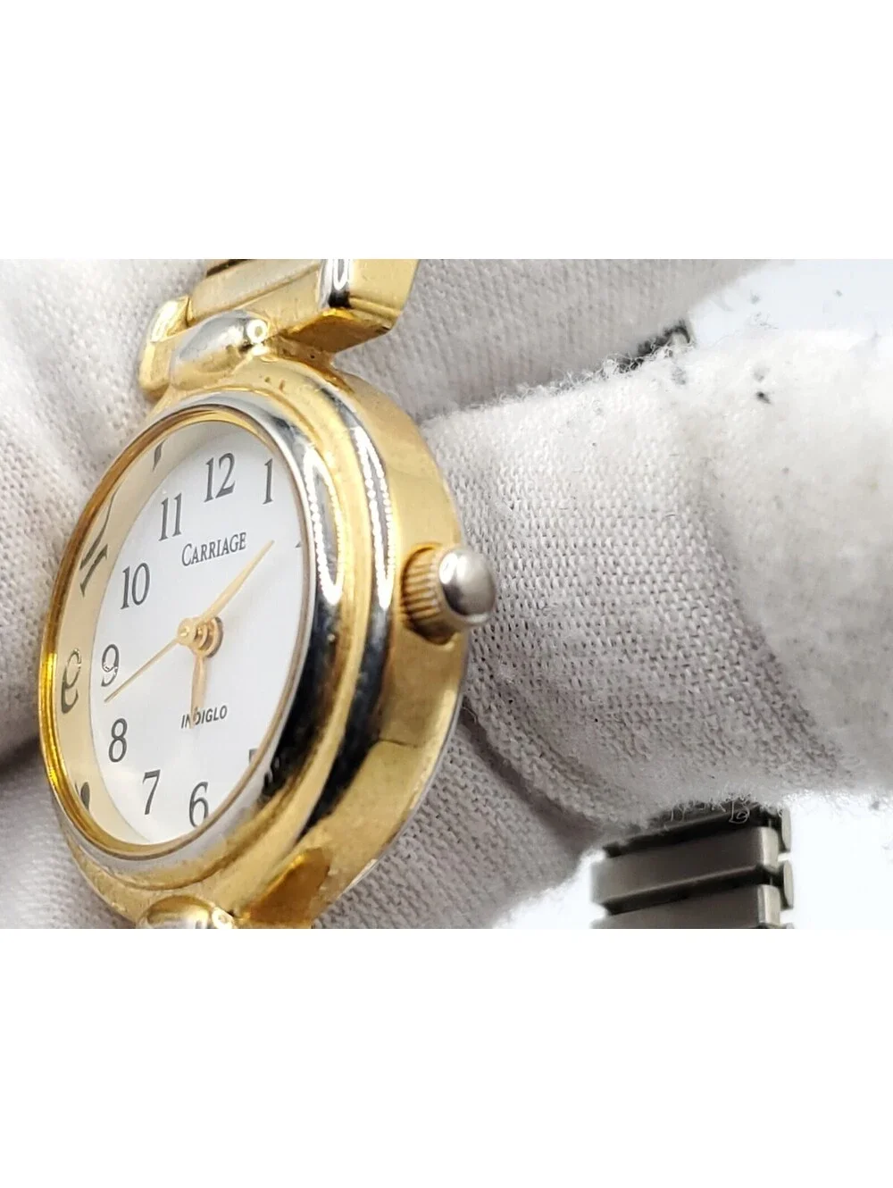 Carriage By Timex Indiglo Womens Watch New Battery Two-Tone White Dial 24mm